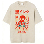 Vintage Pesu Osaka Dotonbori Joobes Kaheksajalg Takoyaki Naljakad T-s&auml;rgid Mehed Naised Retro Jaapani Stiil &Uuml;le suuruse Puuvillased T-s&auml;rgid 2XL red