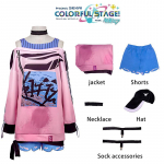 Project Sekai Colorful Stage Akiyama Mizuki Cosplay Kost&uuml;&uuml;m, Roosa Huppar ja L&uuml;hikesed P&uuml;ksid Komplekt Anime F&auml;nnidele & Halloweeniks S