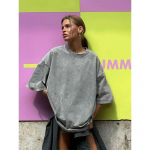 Retro puuvillane T-s&auml;rk Naiste Vintage l&uuml;hikeste varrukatega pestud T-s&auml;rgid &Uuml;hev&auml;rvilised Hip Hop lahtised T-s&auml;rgid Y2K Oversize S hall v&auml;rv