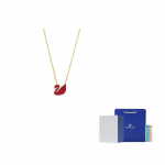 Swarovski kullatooniga kaetud, kunstkristallkivist kaelakeed naistele Small Size-Camellia Embossed Gift Box punane