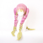 80 cm Kanroji Mitsuri Cosplay parukas Anime Demon Slayer: Kimetsu No Yaiba Women Pink Mixed Green Braid Kuumakindel Fiber Hair Parukas (Pink,80cm)