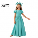 Vabadusesamba kost&uuml;&uuml;m Kleit lastele t&auml;iskasvanutele Halloweeni Rooma naised Ameerika teemaline kost&uuml;&uuml;m 4. juuli Patriootiline Cosplay aksessuaar tiaraga 110cm