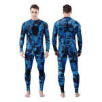 3mm Meeste T&auml;ispikk Neopreen&uuml;likond Sukeldumine Spearfishing Surfing Tasuta Soojus Kloropreen Neopreen Camo Sinine Mosaiik Roheline S 100-120 lbs blue