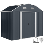Aiamaja T&ouml;&ouml;riistakuur Aiahoiukuur, Ilmastikukindel, 2 Akent, 2 Ust, 238 x 132 x 198,5 cm, Tumehall 238 x 132 x 198.5 cm tumehall v&auml;rv