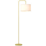 Kaasaegne p&otilde;randalamp s&uuml;nteetilisest linasest varjuga Lugemislamp elutuppa 64x38x163,5 cm Valge ja kuldne 64 x 38 x 163.5 cm