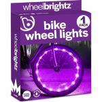 Brightz WheelBrightz 2-pakiline LED-jalgratta rattavalgusti - 2026. aasta v&auml;ljaanne paremate rihmade ja ilmastikukindla LED-kaitsega! 14 v&auml;rvi - V&otilde;rreldamatu vastupidavus, 1 Wheel Light lilla