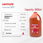 243 Anaeroobne liim: K&otilde;rge temperatuuri ja &otilde;likindel keermelukitse hermeetik (222, 242, 262, 270, 272) 271-1000ml (Includes two 50ml red bottles)