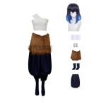 Naiste Halloweeni kost&uuml;&uuml;mid Anime Deemon Hashibira Inosuke Cosplay Seakujuline mask Sidemega p&uuml;ksid Kimetsu no Yaiba Parukas &Uuml;likond M brown