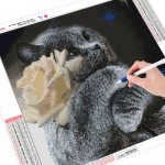 Huacani raamita 5D ristpistekomplektid k&auml;sitsi valmistatud kassi- ja lille&otilde;mblust&ouml;&ouml;deks 40*40 cm