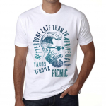 Meeste Vintage T-s&auml;rk Graafiline T-s&auml;rk Tacos, Tequila ja Picnic White XS valge