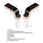 G7 k&auml;ed-vabad Bluetooth-autokomplekt FM-saatja USB-laadija adapter MP3-m&auml;ngija mikrofoniga