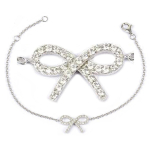 Les Tr&eacute;sors De Lily [P2333] - Bracelet Argent 'Noeud Romantique' blanc argent&eacute; (rhodi&eacute;) - 16x10 mm valge