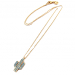 7bis [P3892] - Collier artisanal 'Boho' (cactus) turquoise dor&eacute; ros&eacute; (gold pink) - 15x8 mm t&uuml;rkiissinine