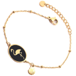 Les Tr&eacute;sors De Lily [Q2489] - mustast kullast  Flamingo  terasest disainik&auml;ev&otilde;ru - 15x12 mm must