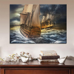 5D DIY Teemantmaaling Laevad Sea Storm Battle Scene Ristpistes 20X30CM