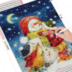 5D t&auml;isruudukujuline &uuml;mmargune teemanttikandid Multikad Ristpistes Teemantmaaling Lumememme k&auml;sit&ouml;&ouml;komplekt Mosaiik Talvine seinakunst Full Round (20X30CM)