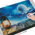 5D DIY t&auml;iskandiline puur Teemantmaal Kuu ristpistes Teemanttikandid Maastik Mere&auml;&auml;rne k&auml;sit&ouml;&ouml;komplekt K&auml;sitsi valmistatud kingitus Full Round (20X30CM)