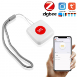 Tuya Zigbee juhtmevaba kaugjuhtimispuldi helistamisnupp SOSE h&auml;daabinupu hooldaja piipar vooditoolip&otilde;randale valge