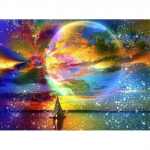 5D Teemanttikandid T&auml;histaevas T&auml;isruuduline/&uuml;mmargune Vaigust Teemantmaal Maastik Rhinestone Teemantmosaiik Kodukaunistus Full Round 20X30CM punane