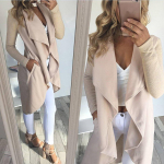 S&uuml;gisene naiste Trenchcoat Solid Cardigan Windbreaker Pealisr&otilde;ivad As&uuml;mmeetriline rev&auml;&auml;rkraega jakk 5XL elevandiluuvalge