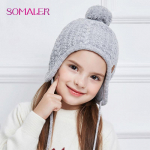 SOMALER Lastele Kootud Talvised M&uuml;tsid T&uuml;drukutele Pompom Beanie M&uuml;tsid Laste Kapottid Soojad Paksud Armsad Beebi &Otilde;ues K&otilde;rvaklappidega nokam&uuml;tsid L