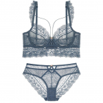 Prantsuse pits &Uuml;li&otilde;huke Push Up rinnahoidjakomplekt naistele Seksikad &otilde;&otilde;nsad lilled tikandid pesu alustraat sidemega Bralette aluspesu 70B must