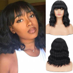 LISI HAIR L&uuml;hikesed lainelised Bob Helelilla s&uuml;nteetilisest kiust parukas naistele Wave Parukad tukkidega Cosplay Party kuumakindlad juuksed 1B