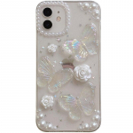 Apple iPhone 14 13 11 12 Pro Max SE 2020 7 8 Plus X XS MAX XR Epoxy Pearl Flowers Butterfly l&auml;bipaistva telefoni&uuml;mbrise pehme kaas jaoks iPhone SE（2020）