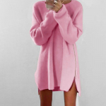 Naiste mood Casual Soild avara pikkade varrukatega t&otilde;mblukuga kampsun S roosa