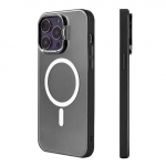 Magnetiline telefoni&uuml;mbris iPhone'ile 12 13 14 Pro Max metallist alusklamber Magsafe'i juhtmevaba laadimine, j&auml;&auml;tunud pooll&auml;bipaistev k&otilde;va kate For iPhone13 Pro Max must