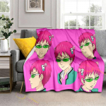 Anime Kusuo Saiki Peeker Kohandatud tekk pl&uuml;&uuml;sist flanellkaunistusega voodi Kodus diivani tekid Unisex Lastele Poistele Kingitused 75x90cm