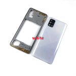 Samsung Galaxy A71 2020 A715 A715F telefoni korpus keskmine raam+aku tagakaas paneel kaane tagumine uks+kaamera l&auml;&auml;ts valge