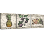 Kolmest pildist koosnev komplekt l&otilde;uenditr&uuml;kis Old Fruits 90x30 hall v&auml;rv