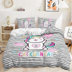 Kodune voodipesukomplekt Unicorn tr&uuml;kitud tekikate ja padjap&uuml;&uuml;r 2/3 t&uuml;kki pehme pestav kiiresti kuivav t&auml;issuuruses kodukaunistus Baby 100x135cm