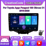 Autoraadio Toyota Aygo Peugeot 108 Citroen C1 2016-2020 2 dini auto multimeediumipleier Android Auto autostereo 1+16 GB