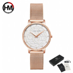 Hannah Martin naiste kivikividest k&auml;ekellad Mood valge lillega 3D-graveering sihverplaadiga Jaapani Mov't veekindlad parimad luksusbr&auml;ndi naiste k&auml;ekellad valge