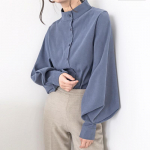 Korea mood kevad-s&uuml;gis naiste pluus krae valge must sinine khaki vaba vabaaja s&auml;rk Lantern varrukas Stiilne elegantne pluus XL sinine