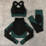 3TK &otilde;mblusteta naiste joogakomplekt treeninguks Spordir&otilde;ivad J&otilde;usaalir&otilde;ivad Fitness pikkade varrukatega Crop Top k&otilde;rge v&ouml;&ouml;kohaga s&auml;&auml;rised Spordi&uuml;likonnad M gray
