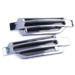 1 Pair Car Side Air Intake Flow Vent Fender Grille Cover Decor Sticker Car Fender Side Vent Cover Decal Car body Vent Chrome gray