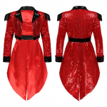 Naiste Ringmaster Circus Frakk L&auml;ikiv litrid Performance Jope Halloweeniks XL punane