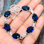 Londoni sinine topaasi kalliskivi 925 Sterling h&otilde;be k&auml;sitsi valmistatud h&auml;mmastav k&auml;ev&otilde;ru 7-8 Inches sinine