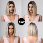 Cosplay Ombre pruun plaatinablond parukas s&uuml;nteetiline sirge l&uuml;hike bob juustega parukad naistele loomulik kuumakindel peol igap&auml;evaseks kasutamiseks