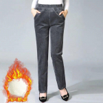 Naiste talvep&uuml;ksid polsterdatud paksendatud p&uuml;ksid naiste k&otilde;rge v&ouml;&ouml;kohaga keskealised naiste p&uuml;ksid vabaaja sirged 2XL hall