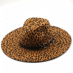Fedora talvem&uuml;tsid naistele, mood 9,5 cm Lameda laia &auml;&auml;rega Panama Villane Vilt Jazz Fedora M&uuml;tsid meestele Leopardgooti pulmam&uuml;ts 56-58CM Adjustable