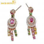 SACE GEMS rippuvad k&otilde;rvar&otilde;ngad naistele 925 Sterling Silver 4*6MM Naturaalsest turmaliinist k&otilde;rvar&otilde;ngad Pulmapeo peened ehted Kingitus mitmev&auml;rviline