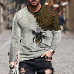 Meeste kevade ja s&uuml;gise pikkade varrukatega T-s&auml;rk, vaba vabaaja t&auml;navar&otilde;ivad, spordir&otilde;ivad, &uuml;mara kaelusega pullover Trend 3D pokkeri prindiga s&auml;rgid S