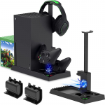 Xbox Series X multifunktsionaalse laadimise jaoks Host jahutusventilaatori aluse k&auml;epide C-t&uuml;&uuml;pi iste Laadimine k&otilde;rvaklappide aluse n&otilde;uderiiuliga must