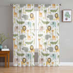 Multifilm Aafrika loomad elevant kaelkirjak t&uuml;llkardinad kaasaegne elutuba k&ouml;&ouml;k &scaron;ifoonkardin magamistuba l&auml;bipaistev valance kardin 135W x 114H(cm)