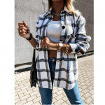 Naiste mood pikkade varrukatega rev&auml;&auml;ridega s&auml;rk S&uuml;gis- ja talvine vaba vabaaja retro ruuduline pikkade varrukatega s&auml;rk jakk L