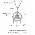 Hip-hop uus m&auml;ng King Millennium Wisdom Wheel ripats kaelakee vasest inkrusteeritud tsirkoon geomeetriline retro kaelakee tarvikud small